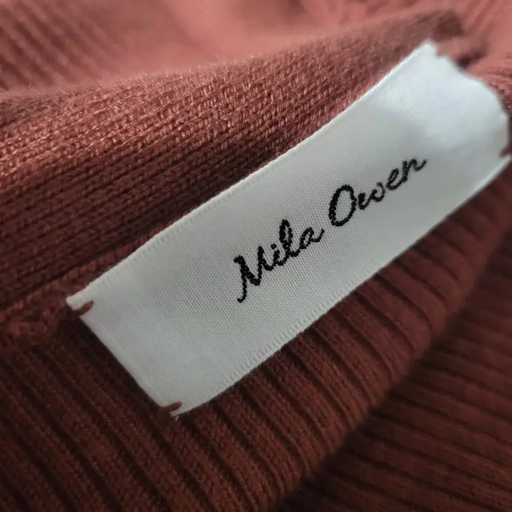 Mila Owen Jumpsuit Orange Ribbed Sweater Knit Straight Leg One Piece Stretch XS - Picture 12 of 15
